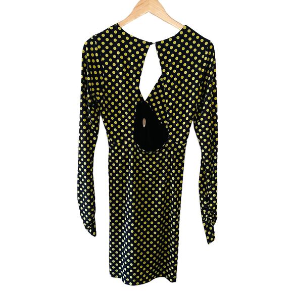 Le Superbe Elastica Polka Dot Ruched Long Sleeves Dress Size Medium - Picture 3 of 10
